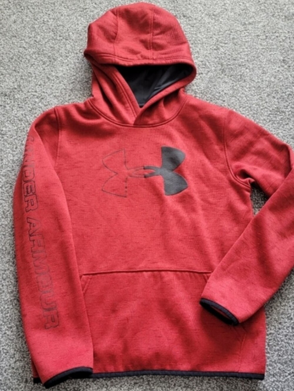 Under Armour Red Hooded Sweatshirt with Black Logo